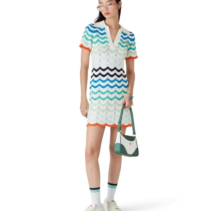 Mini-Kleid „Gradient Wave“ aus Häkelstoff