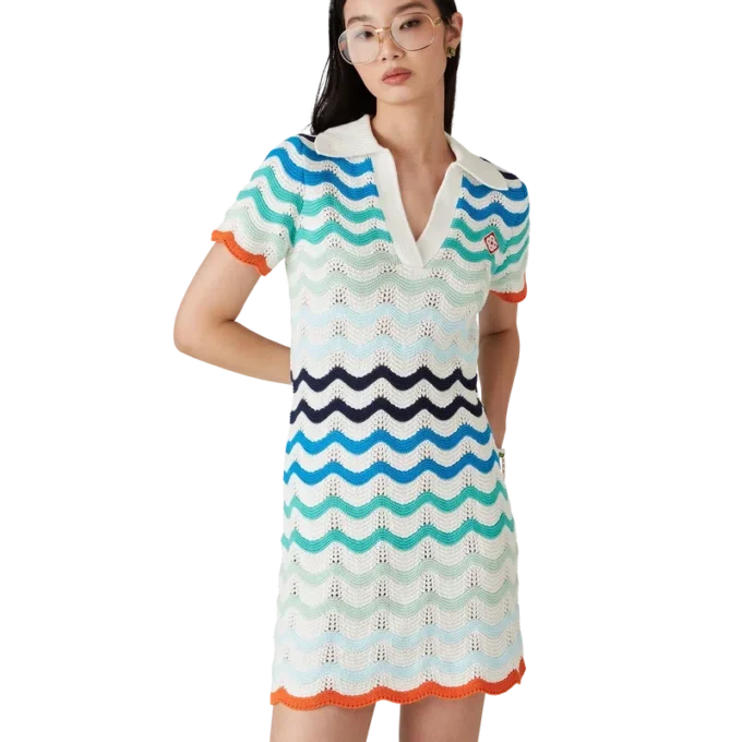 Mini-Kleid „Gradient Wave“ aus Häkelstoff