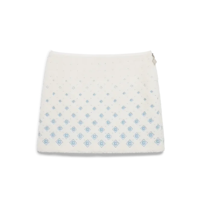 Minirock aus Fleece mit gesticktem Monogramm in Farbverlauf