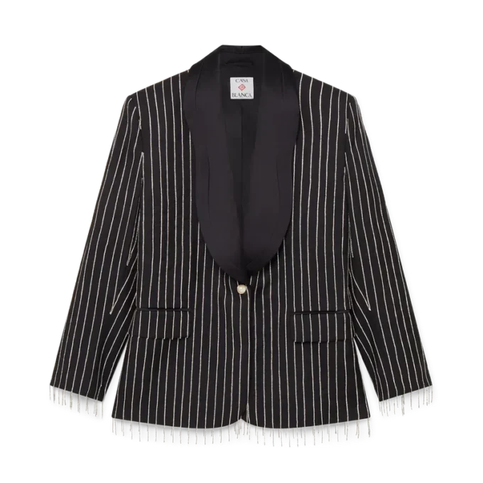 Mit Kristallen verzierte, maßgeschneiderte Jacke