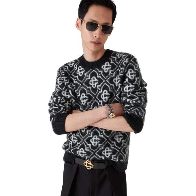 Mohair-Pullover mit Monogramm