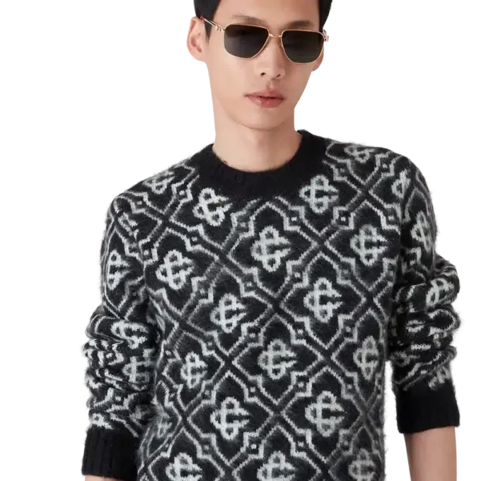 Mohair-Pullover mit Monogramm