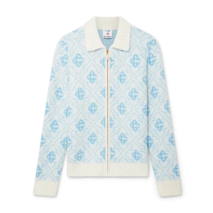 Mohair-Pullover mit Monogramm und Reißverschluss Mohair-Pullover mit Monogramm und Reißverschluss