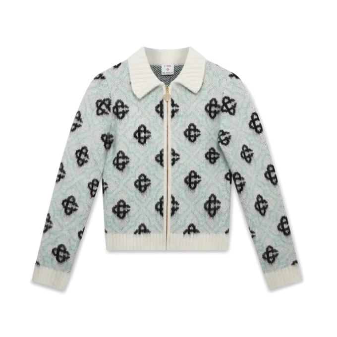 Mohair-Pullover mit Monogramm und Reißverschluss