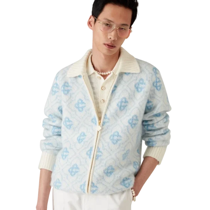 Mohair-Pullover mit Monogramm und Reißverschluss Mohair-Pullover mit Monogramm und Reißverschluss