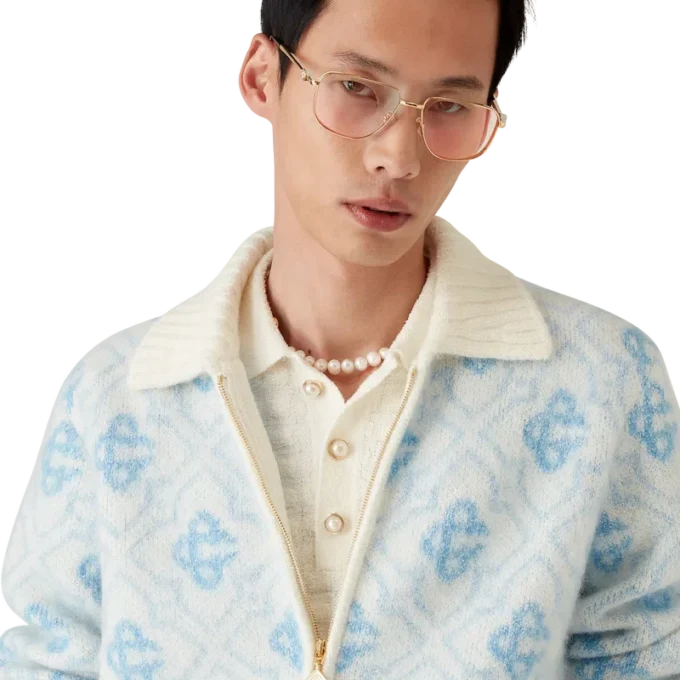 Mohair-Pullover mit Monogramm und Reißverschluss Mohair-Pullover mit Monogramm und Reißverschluss