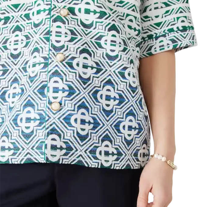 Monogram Gradient Frottee-Hemd mit kurzen Ärmeln