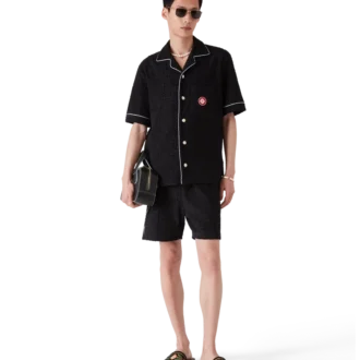 Monogram-Jacquard-Frottee-Hemd mit kurzen Ärmeln