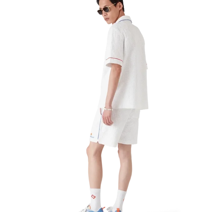 Monogram-Jacquard-Frottee-Hemd mit kurzen Ärmeln