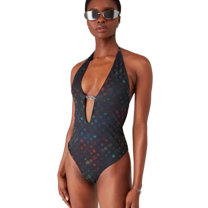 Monogram Plunge-Badeanzug Monogram Plunge-Badeanzug