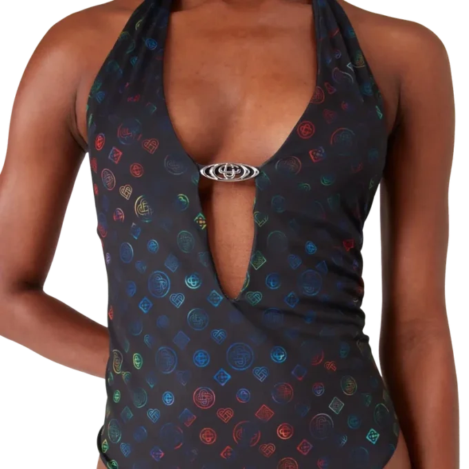 Monogram Plunge-Badeanzug Monogram Plunge-Badeanzug
