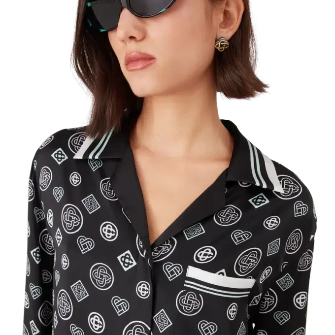 Monogram-Pyjama-Hemd aus Seidensatin