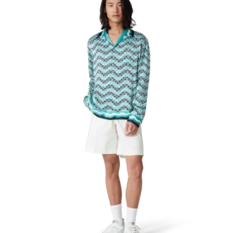 Monogram Wave Langarm-Seidenhemd