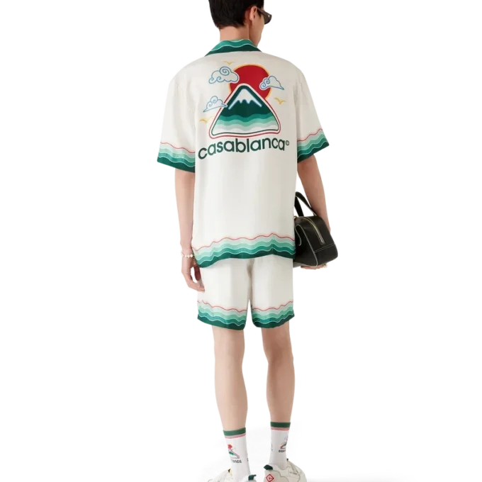 Montagne Ondulae Seidenhemd mit kurzen Ärmeln