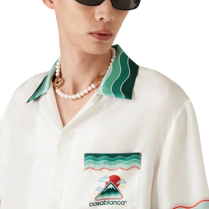 Montagne Ondulae Seidenhemd mit kurzen Ärmeln