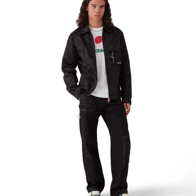 Nylon Mountain Kurzarm-Camo-Reißverschluss-Shorts