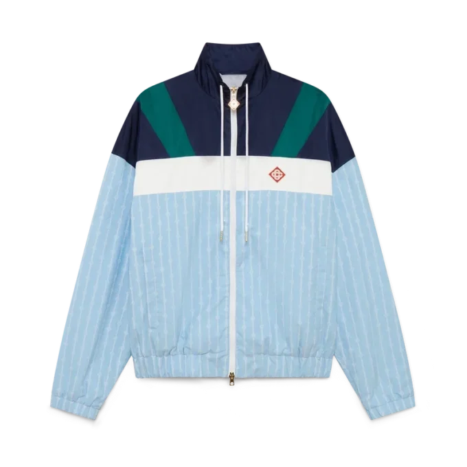 Nylon-Trainingsjacke mit Nadelstreifen und Lorbeerblatt