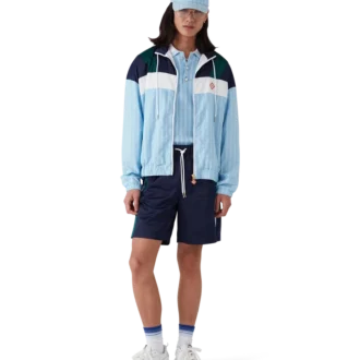 Nylon-Trainingsjacke mit Nadelstreifen und Lorbeerblatt