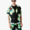 Orchid Glitch Kurzarm-Seidenhemd aus Shorts