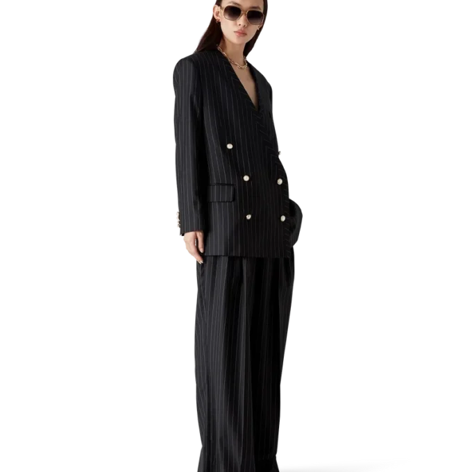 Oversized-Blazer aus Wolle mit Nadelstreifen