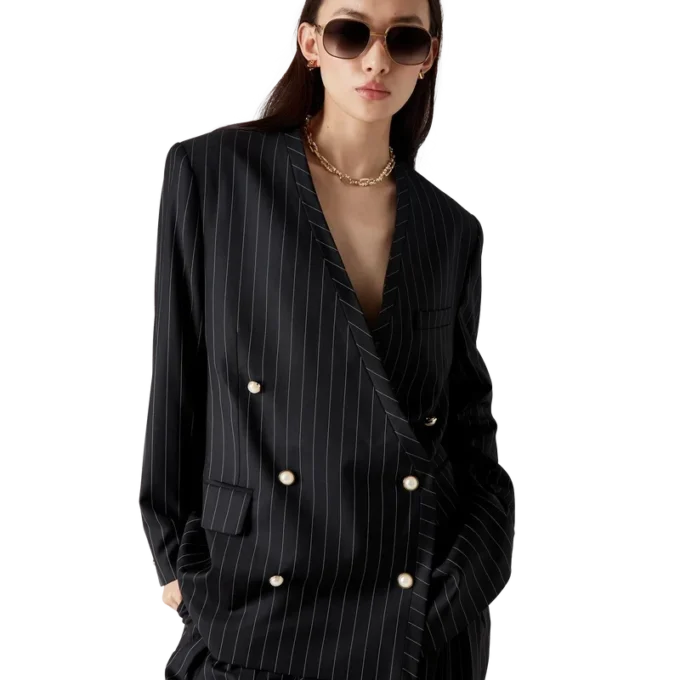 Oversized-Blazer aus Wolle mit Nadelstreifen