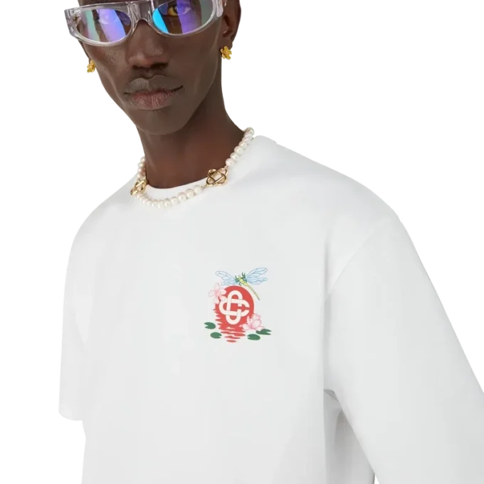 Oversized-T-Shirt mit kurzen Ärmeln und Libellen-Blumenmuster auf den Shorts Oversized-T-Shirt mit kurzen Ärmeln und Libellen-Blumenmuster auf den Shorts