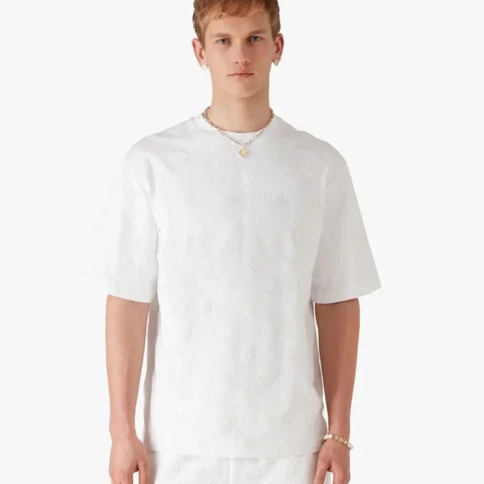 Oversized-T-Shirt mit Monogramm-Applikation und kurzen Ärmeln