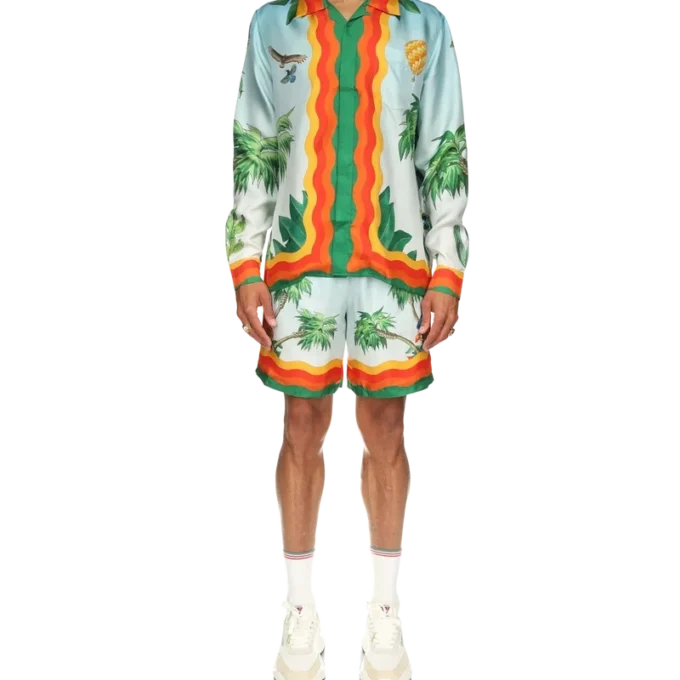 Palm Springs Tennis Club Seidenhemd mit Kubanerkragen