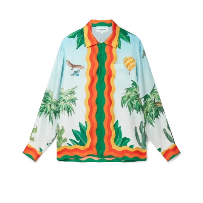 Palm Springs Tennis Club Seidenhemd mit Kubanerkragen