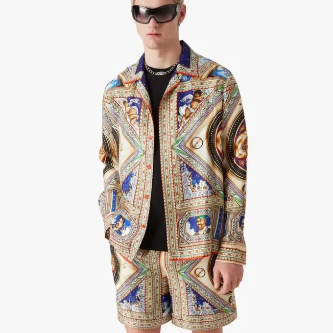 Plafond Orne De Musique Langarm-Seidenhemd