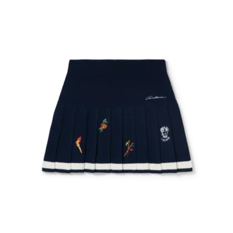 Plisseerock aus Wolle und Kaschmir mit gesticktem Motiv