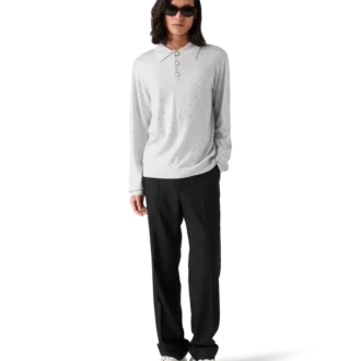 Polohemd aus Strick mit Kristall-Monogramm