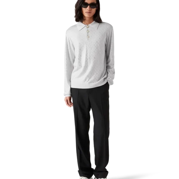 Polohemd aus Strick mit Kristall-Monogramm