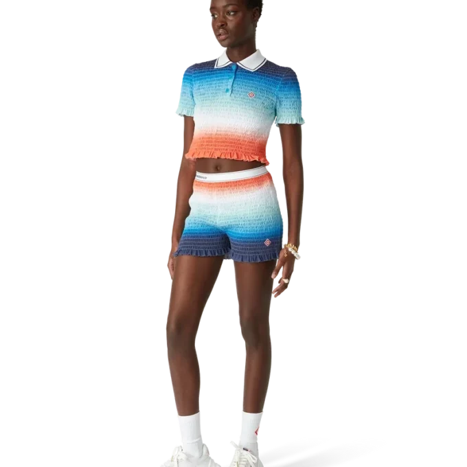 Shorts mit Farbverlauf und Rüschen