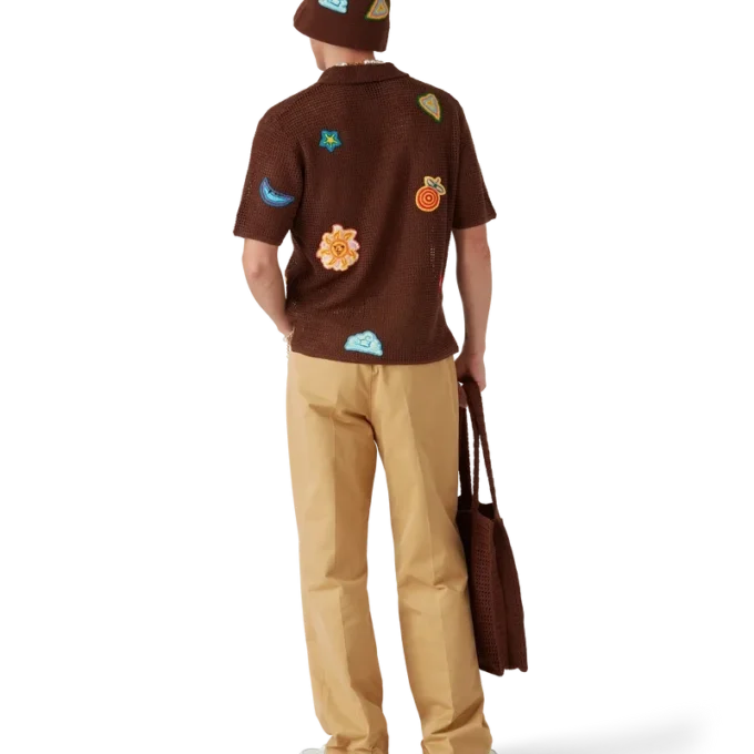 Polohemd mit Häkelmotiv