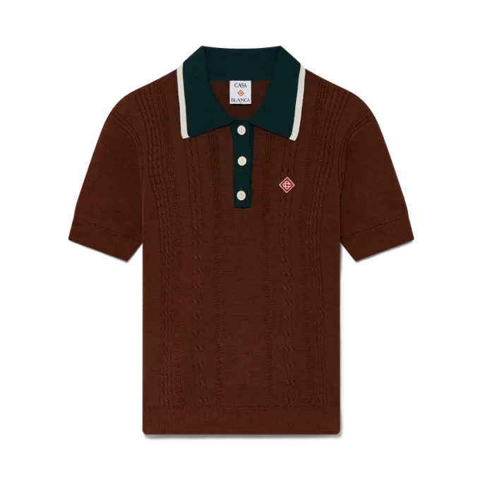 Polohemd mit Zopfmuster