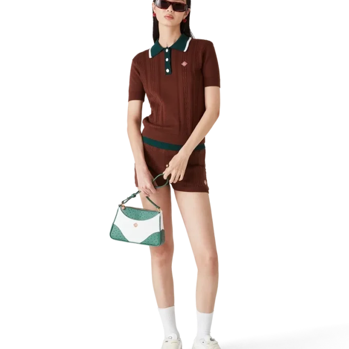 Polohemd mit Zopfmuster