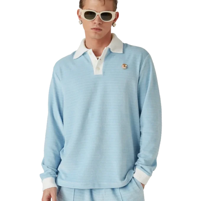 Poloshirt mit Veloursstreifen Poloshirt mit Veloursstreifen