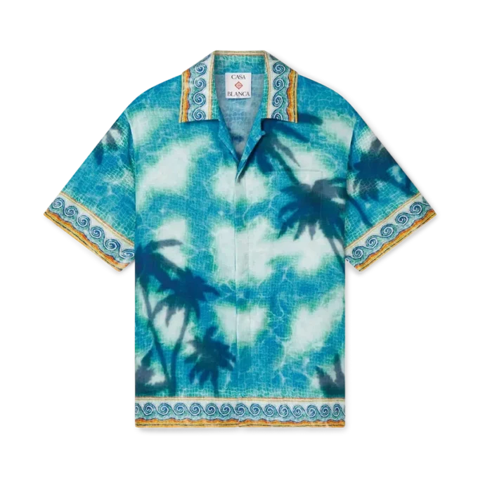 Poolside Emblem Kurzarm-Seidenhemd mit Shorts