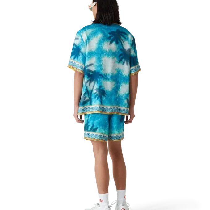 Poolside Emblem Kurzarm-Seidenhemd mit Shorts