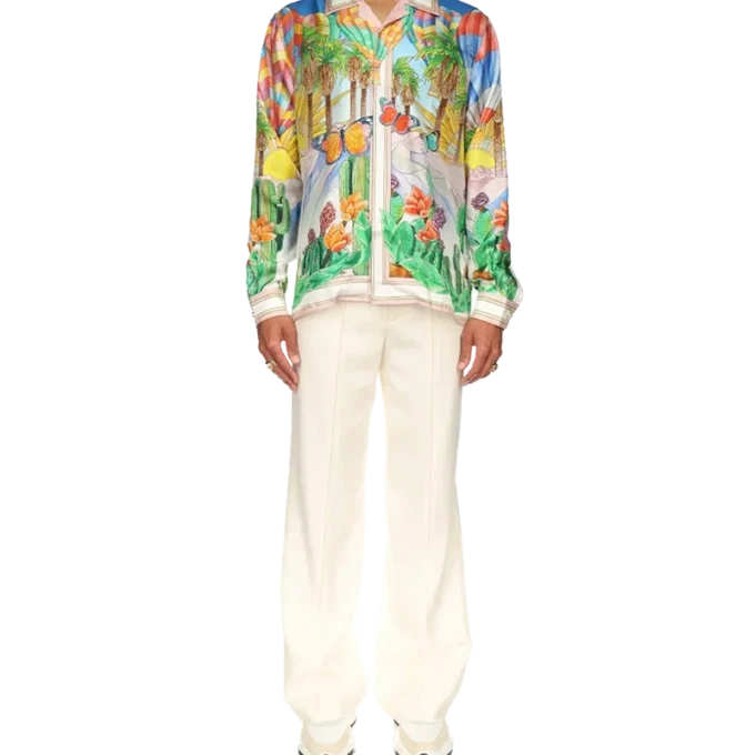 Psychedelisches Seidenhemd mit kubanischem Kragen