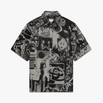 Rave Collage Kurzarm-Shorts-Jeanshemd