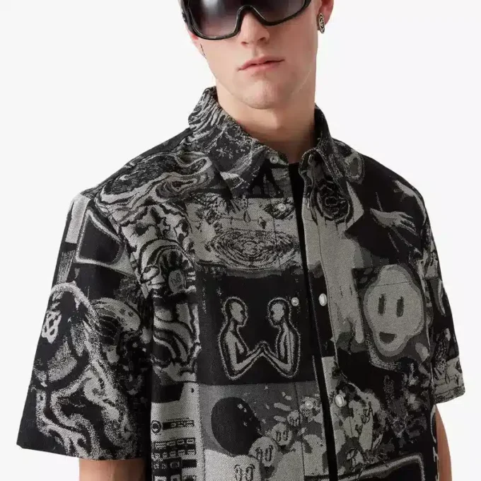 Rave Collage Kurzarm-Shorts-Jeanshemd Rave Collage Kurzarm-Shorts-Jeanshemd