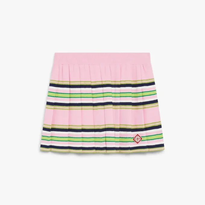 Rosa-grün gestreifter Minirock mit Falten Rosa-grün gestreifter Minirock mit Falten