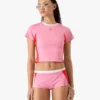 Rosa Monogram-Rash-Top mit kurzen Shorts