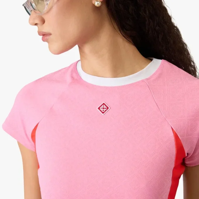 Rosa Monogram-Rash-Top mit kurzen Shorts
