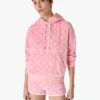 Rosa Velours-Sweatshirt mit Kapuze und Monogramm