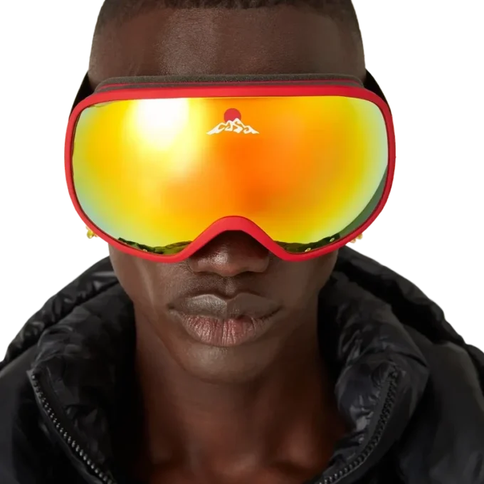 Rote & orangefarbene Ski-Brille mit Farbverlauf