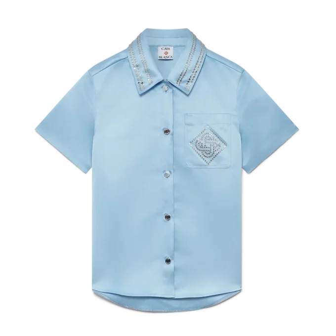 Satin-Hemd mit kurzen Ärmeln