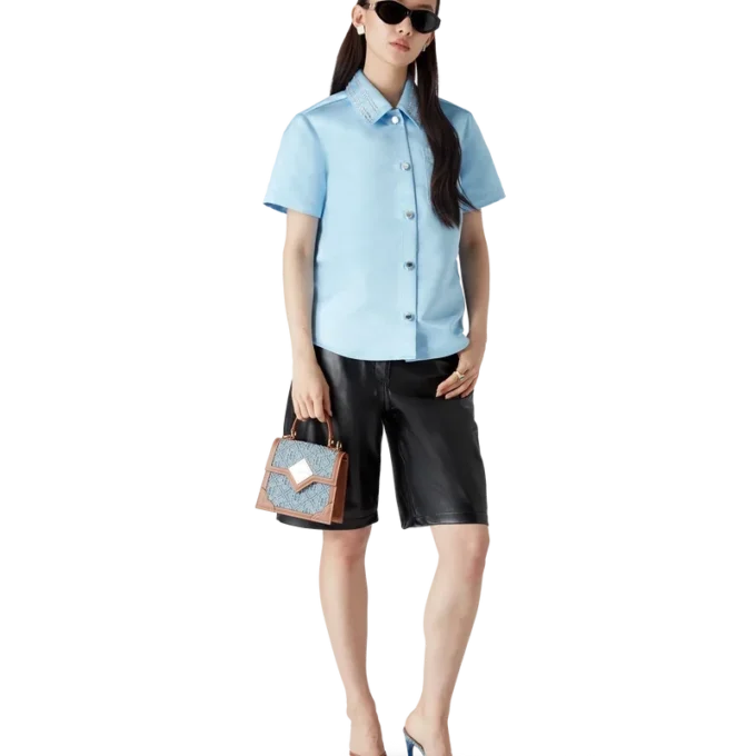 Satin-Hemd mit kurzen Ärmeln